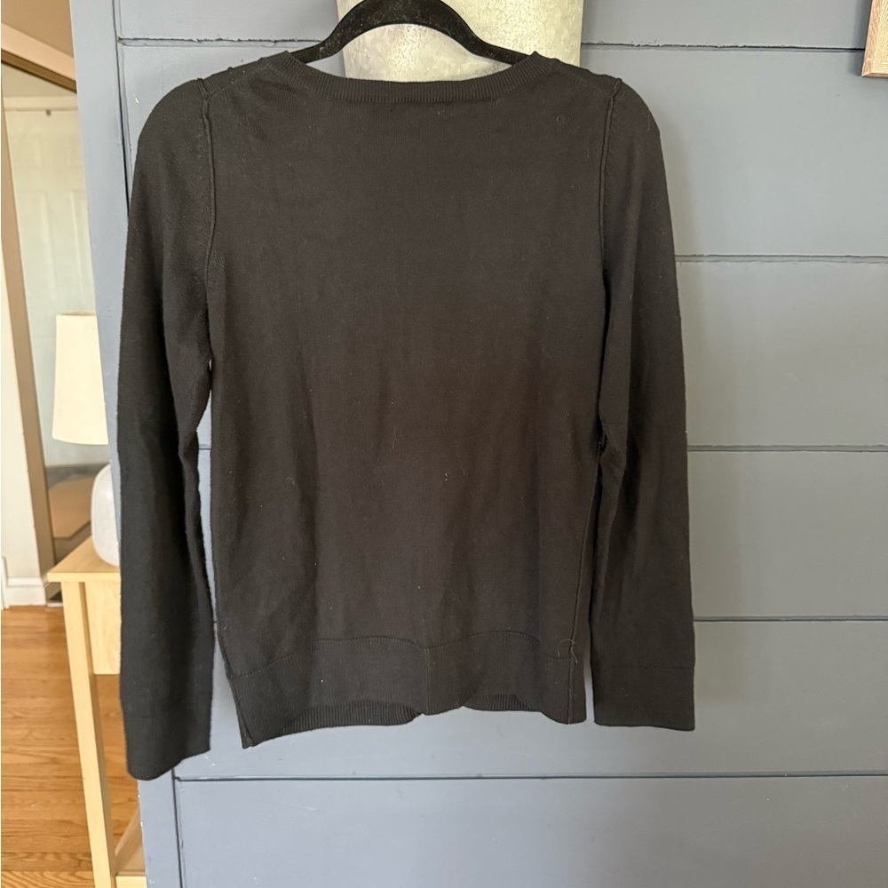 Gap full length black cashmere cotton blend button up cardigan medium - Picture 2 of 4